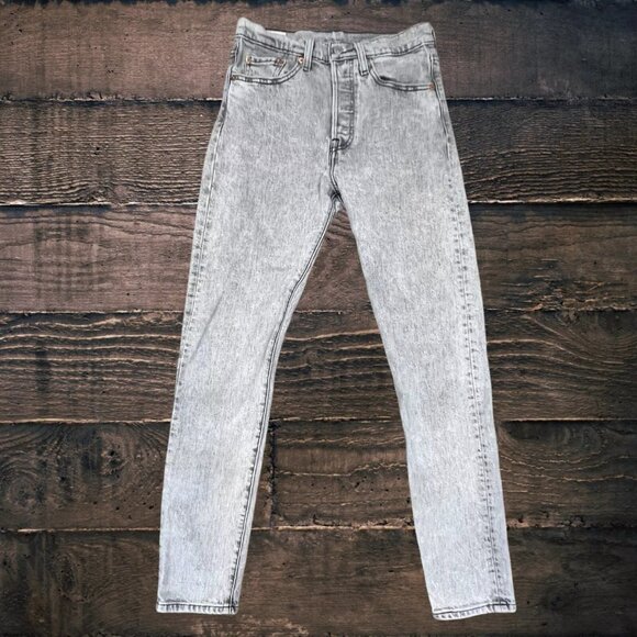 LEVI'S 501 S Men's Jeans Grey Skinny Straight Leg‎ Button Fly Vintage Wash 25X29 - Picture 1 of 15